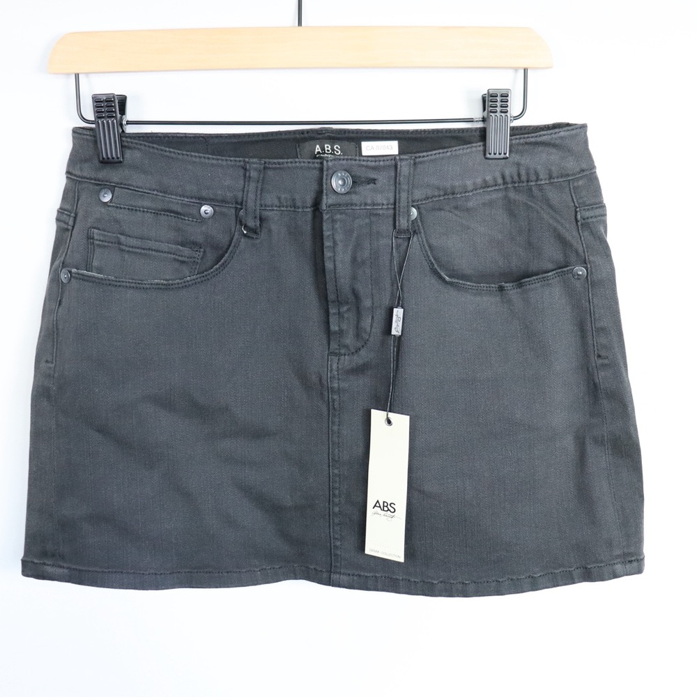 ABS by Allen Schwartz Black Denim Mini Skirt NWT Women’s